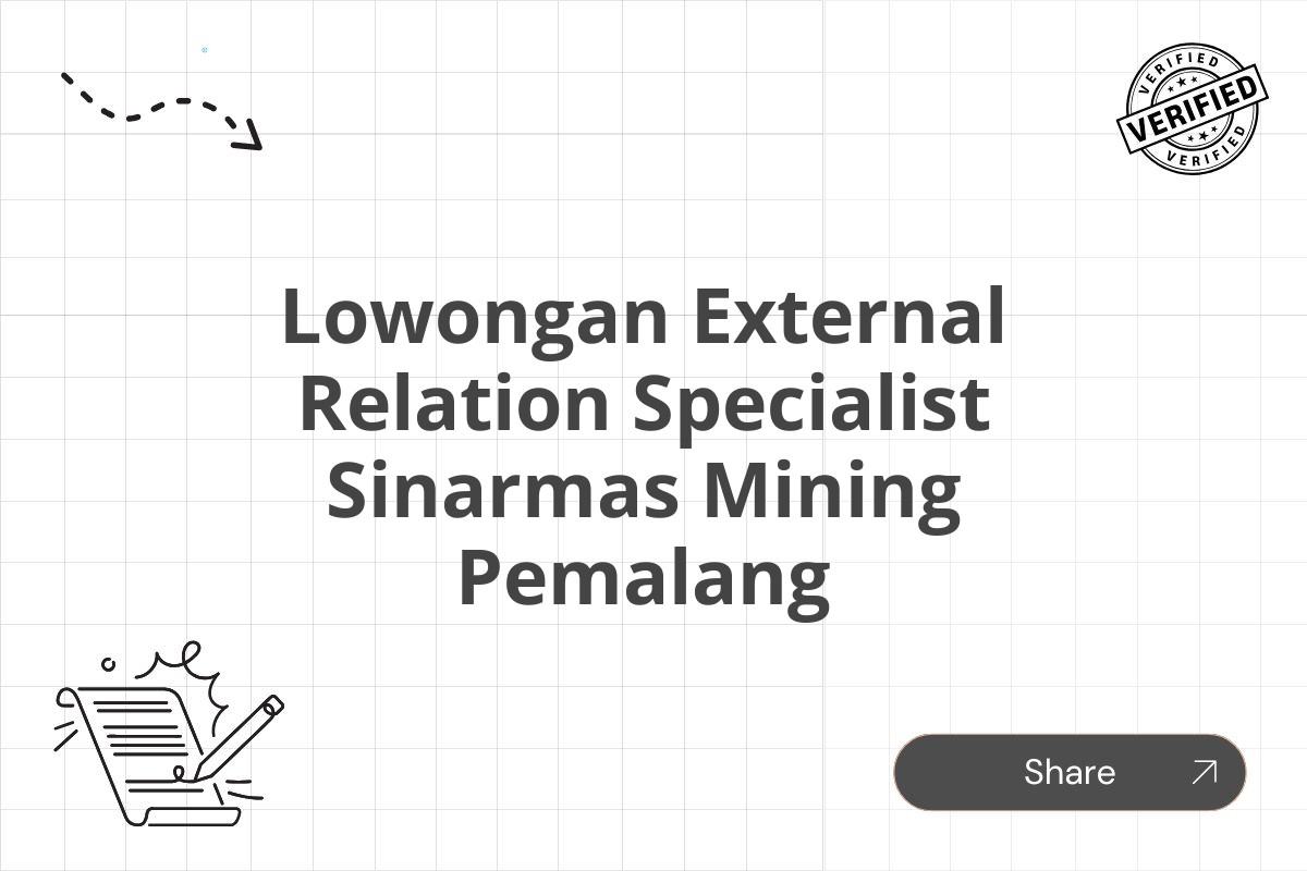 Lowongan External Relation Specialist Sinarmas Mining Pemalang