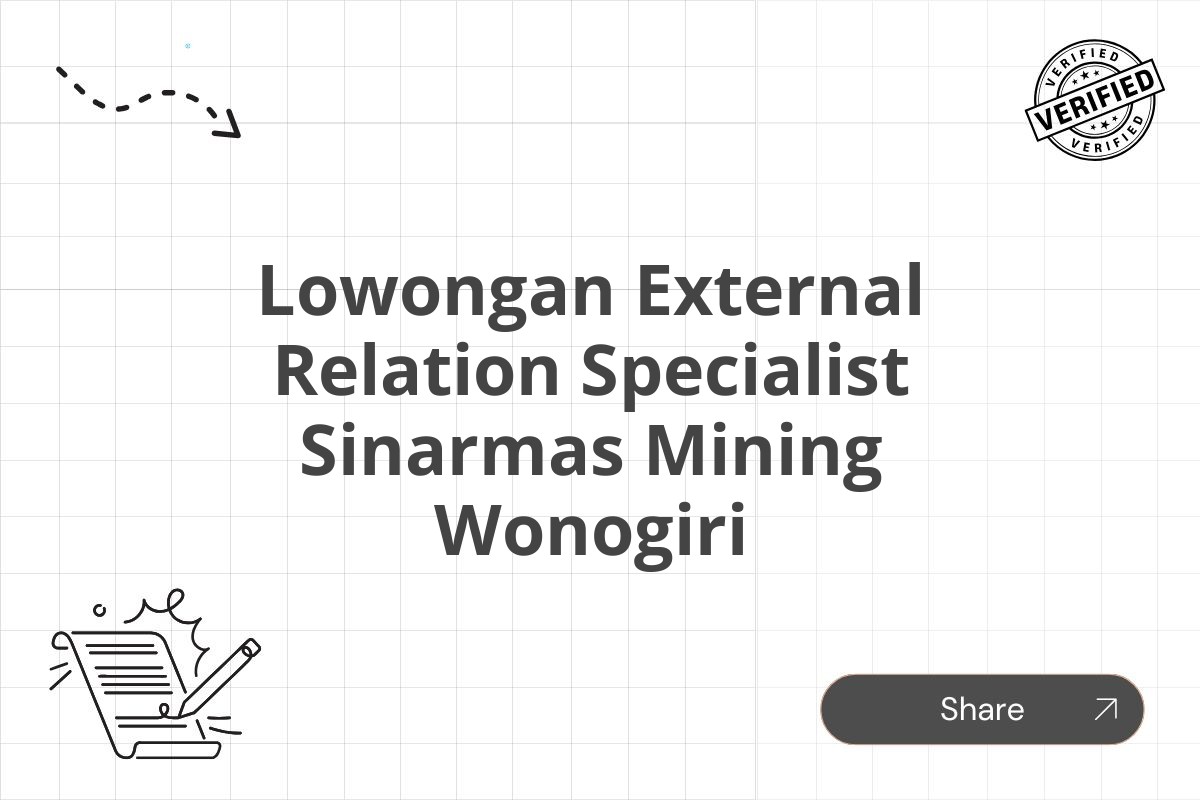 Lowongan External Relation Specialist Sinarmas Mining Wonogiri