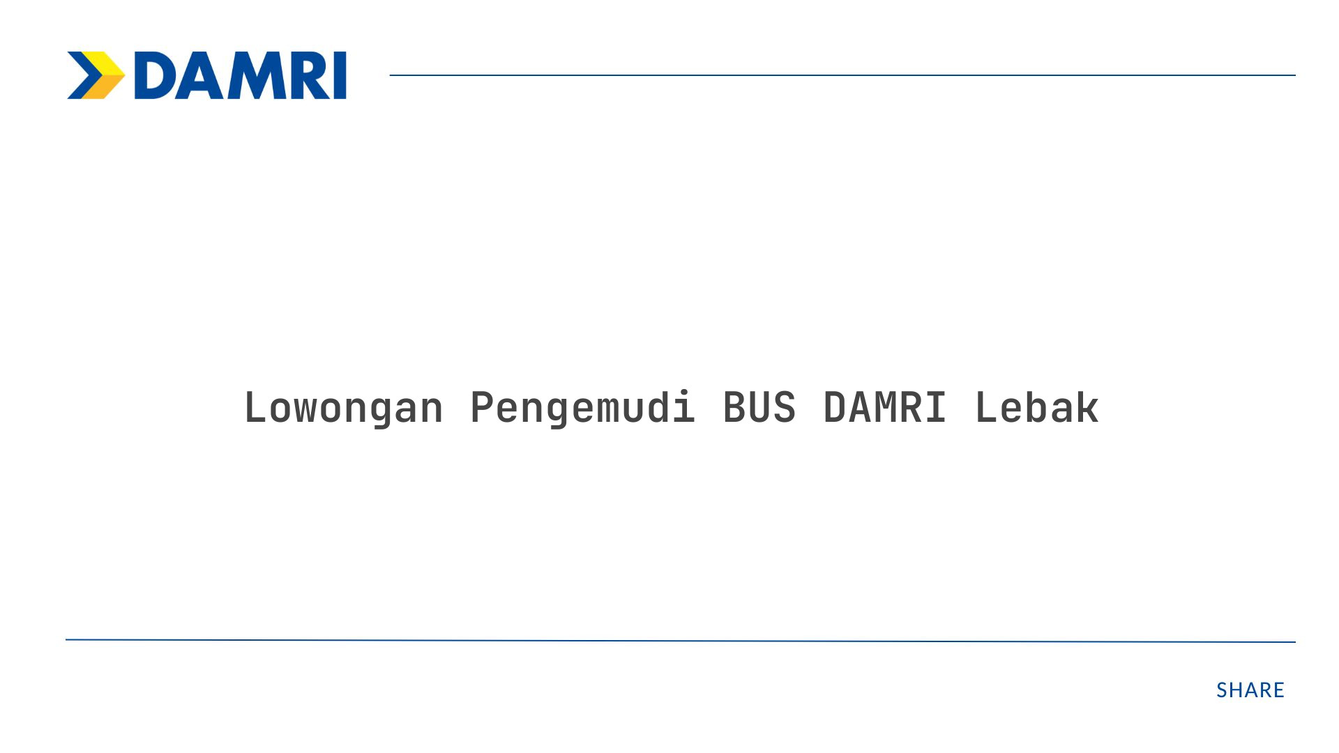 Lowongan Pengemudi BUS DAMRI Lebak Tahun 2025 (Lamar Sekarang)